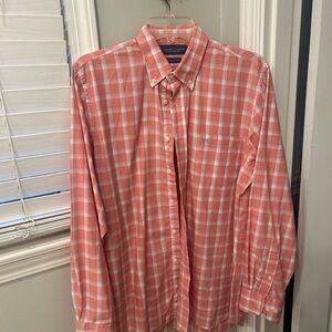 Classic Coral Checkered Button-Down Shirt